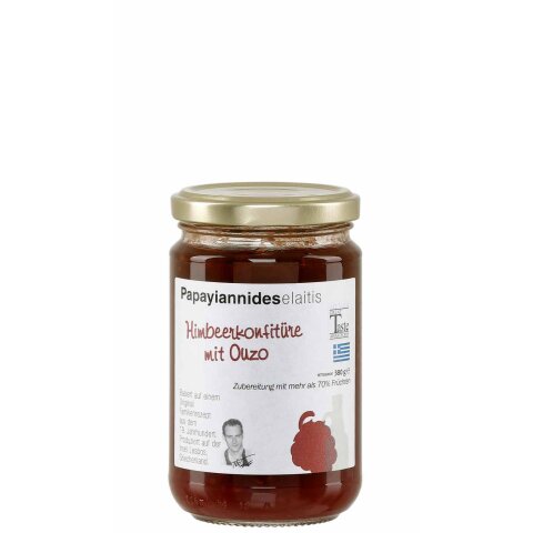 Himbeer-Ouzo Konfitüre (70% Frucht) 380g Papayiannides