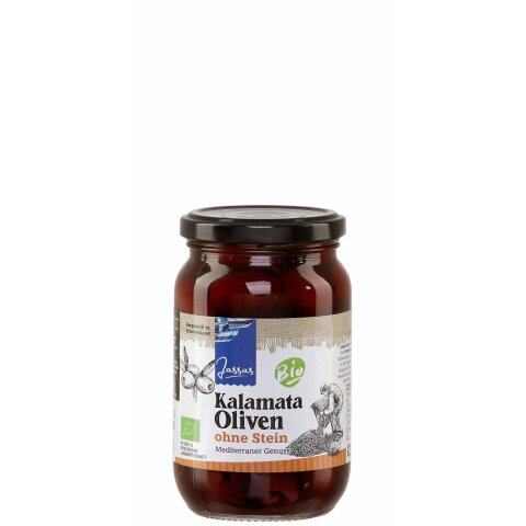 Kalamata Oliven Bio ohne Stein 175g Jassas GR-BIO-15
