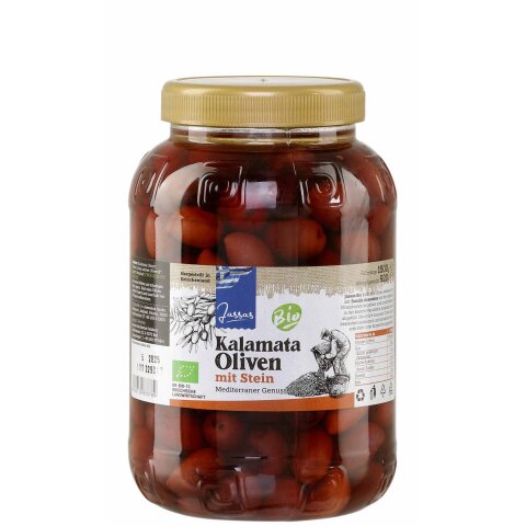 Kalamata Oliven Bio mit Stein 920g Jassas GR-BIO-15