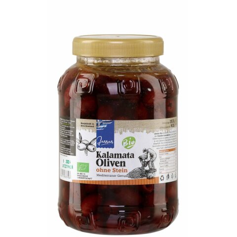 Kalamata Oliven Bio ohne Stein 900g Jassas GR-BIO-15