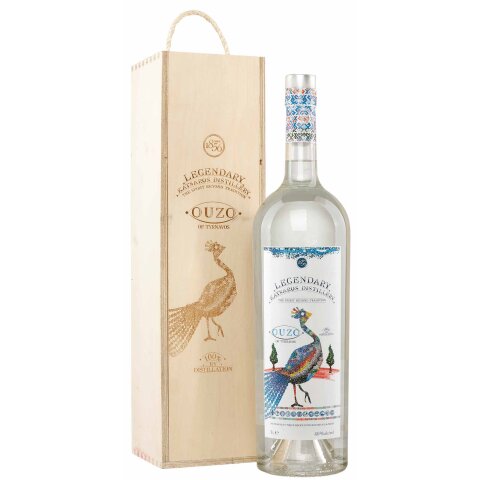 Ouzo Legendary 40% 3,0l mit Holzbox