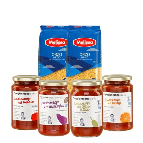 Papayiannides Tomatensaucen 4x 380g plus 2x Kritharakis 500g gratis