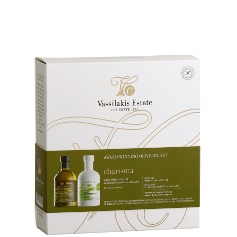 Geschenkbox Charisma Olivenöl 0,1l + BIO Olivenöl 0,1l Vassilakis Estate GR-BIO-03